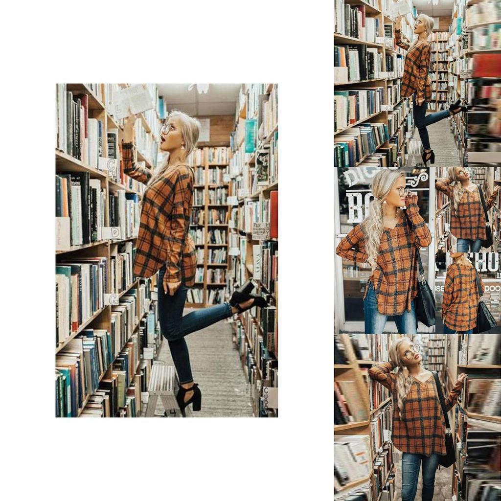 Vintage Plaid Shirt For Women With Polyester Blend Long Sleeve Casual Style