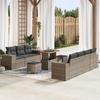 10-piece Garden Sofa with Grey Cushions Poly Rattan Acacia 3363923