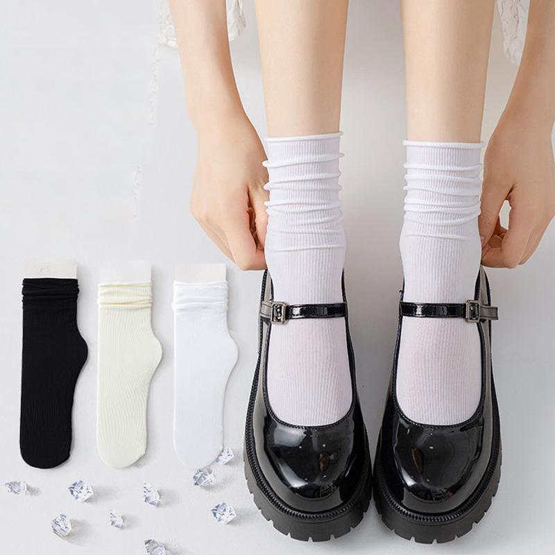 10 Pairs Women Mid Length Socks Trendy Versatile Black White Solid Colors Soft Comfortable Lightweight Breathable Casual Socks