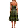 Women’s Plaid Print Casual Sleeveless Adjustable Strap Midi Dress with Pockets Relaxed Fit Square Neckline