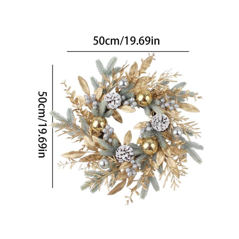 Artificial Christmas Wreath Branch Rattan Golden Garland For Front Door Hanging Wall Indoors Outdoors Christmas Ornament Decor