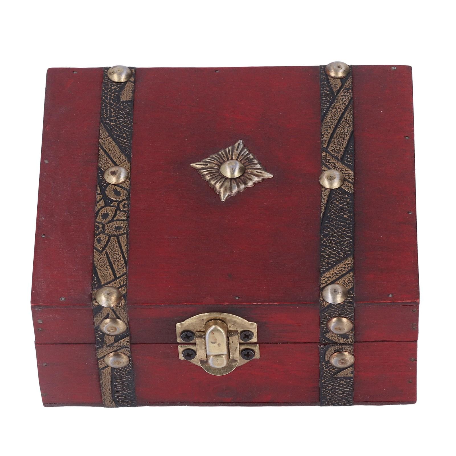 

Wooden Treasure Chest Retro Chinese Style Durable Cedarwood Wide Application Vintage Jewelry Box for Jewelry Files