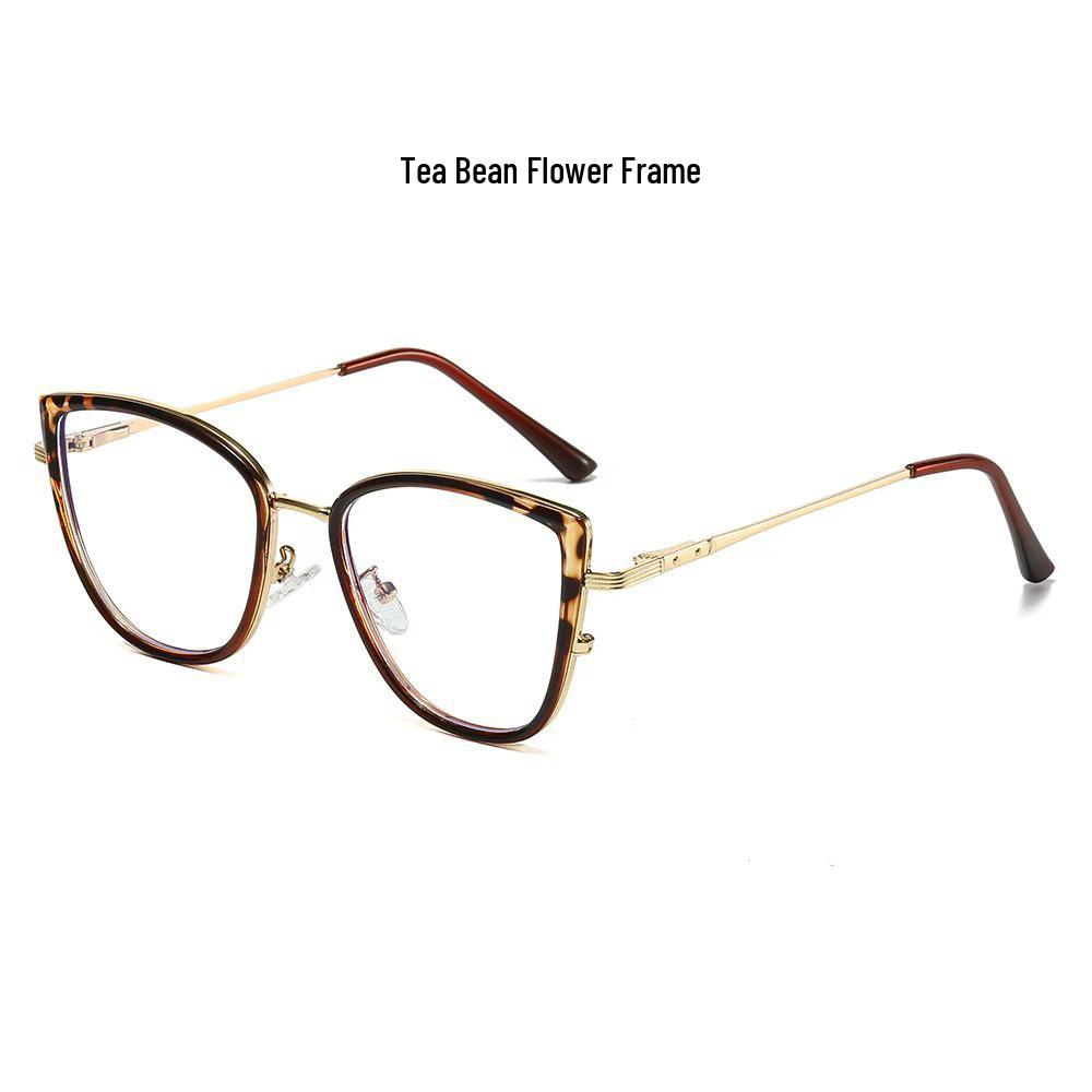 2026 Women's Fashionable Cat Eye Anti-Blue Light Glasses with Versatile Metal Frame and Plano Lenses