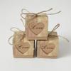 Christmas Kraft Paper Candy Box Heart Cutout Wood Grain Design DIY Favor Box for Bridal Shower Wedding and Party Decoration