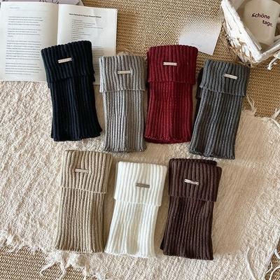 Solid Color Winter Knitted Leg Warmers Thick Warm Middle Tube Socks Knitted Y2K Lolita Girls Kids Fashion Leggings Foot Cover
