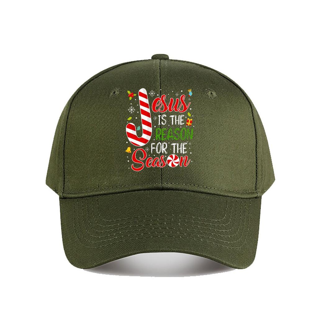 Jesus Is The Reason Christmas Candy Cane Decor Baseball Cap Fashion Unisex Sunhat Womens Outdoor Sports
