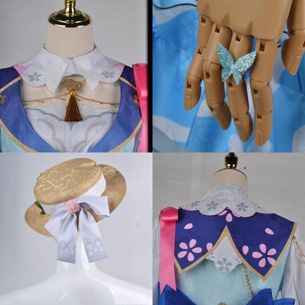 Genshin Impact Kamisato Ayaka Cosplay Costume Wig Flower Dress Hat Halloween