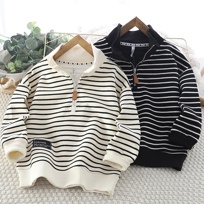 Boys Sweatshirt Spring Autumn Girls Casual Pullover Big Kids Lapel Zipper Sportswear