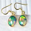 18K Gold Plated 27.75Ct Natural Multicolor Opal CERTIFIED Oval Gem Earring Pair MY. ER-46-NS