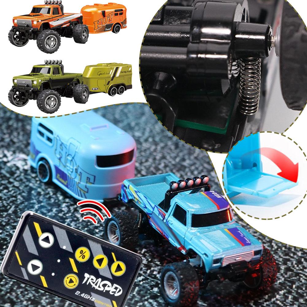 1:64 High-speed Mini RC Car Alloy Appearance Cool Lights Shock Absorption Off-Road RC Monster Truck Children's Gift
