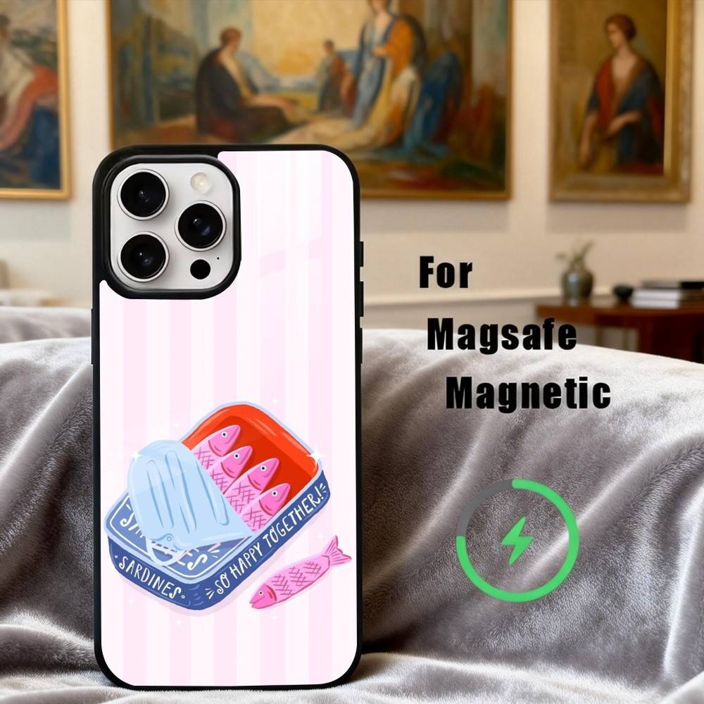 

S-Stripes & S-Sardines Art Phone Case For iPhone17,16,15,14,13,12,11 Plus,Pro Max Magnetic For Magsafe Wireless Charging iPhone13PROMAX