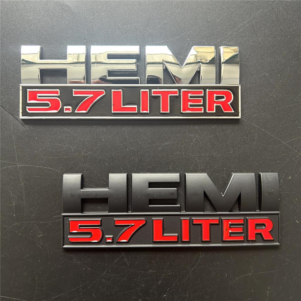 Metal HEMI 5.7 LITER Stickers Are Suitable for Car Trunk Rear Side Body Decorative Decal Accessories