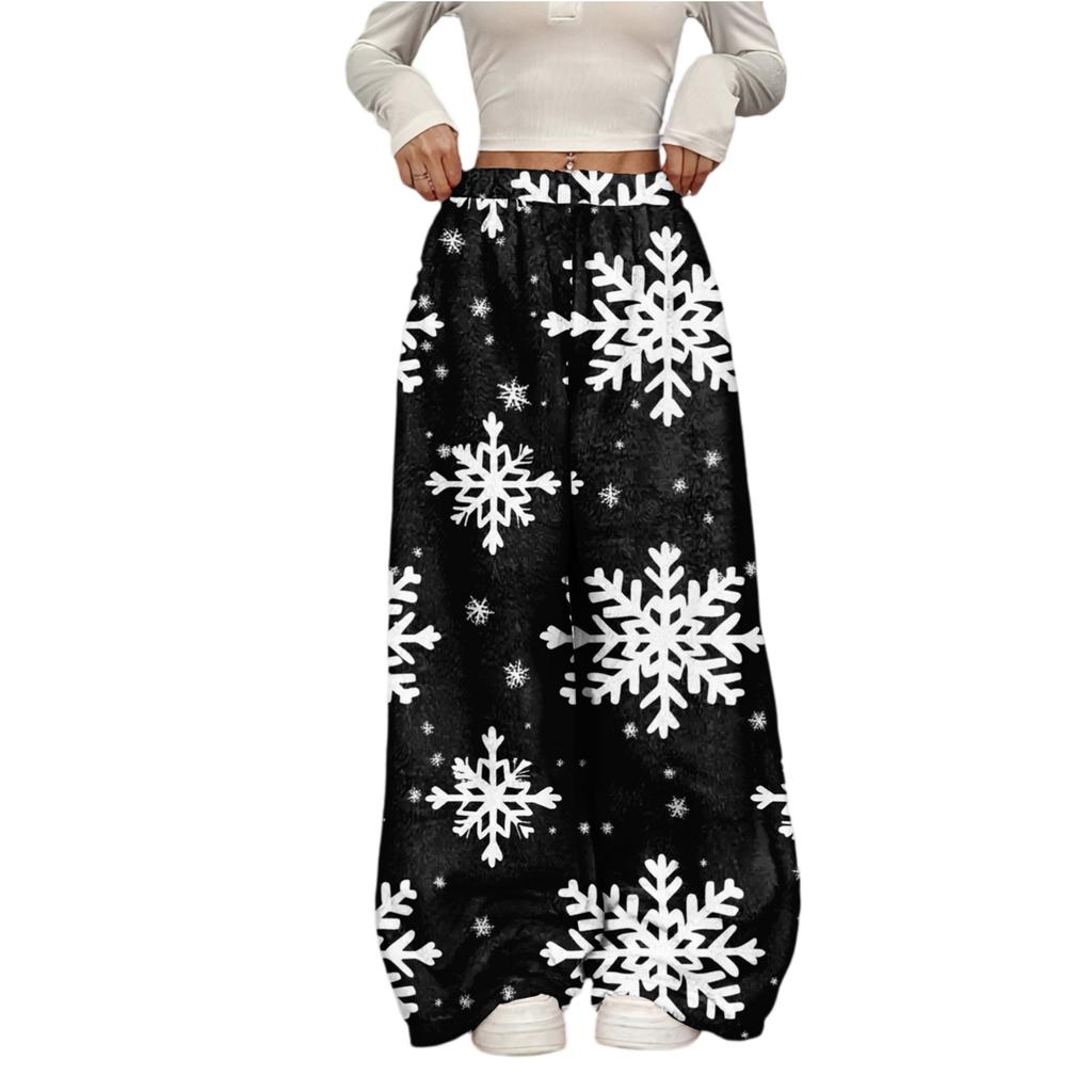 Women's Casual And Fashionable Elastic Waist Loose Wide Leg Pants