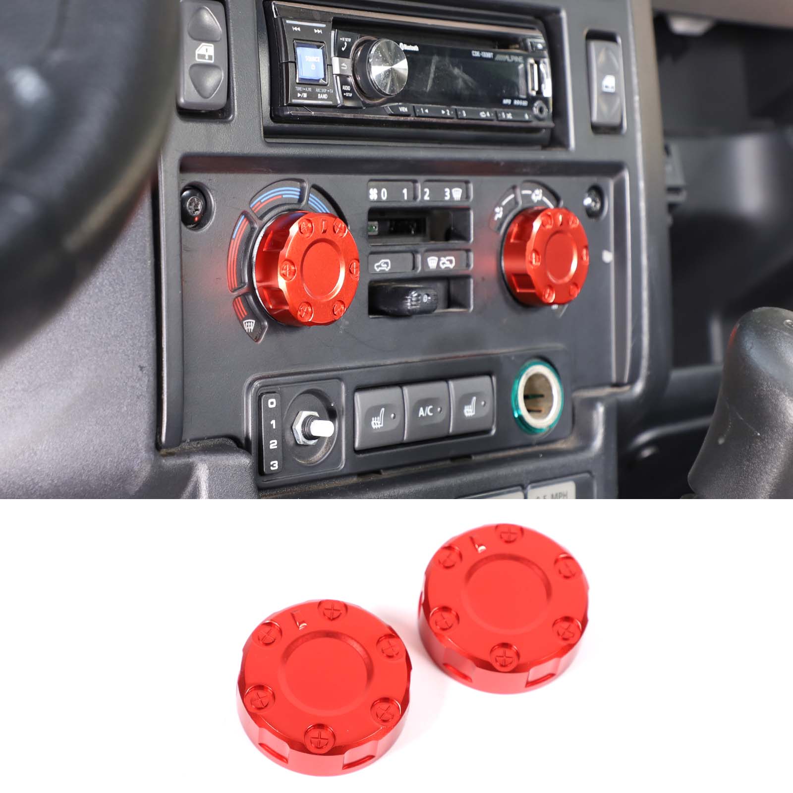 

For Land Rover Defender 90 110 2004-18 Aluminum Alloy Car Central Control Air Conditioning Adjustment Knob Cover Car Accessories