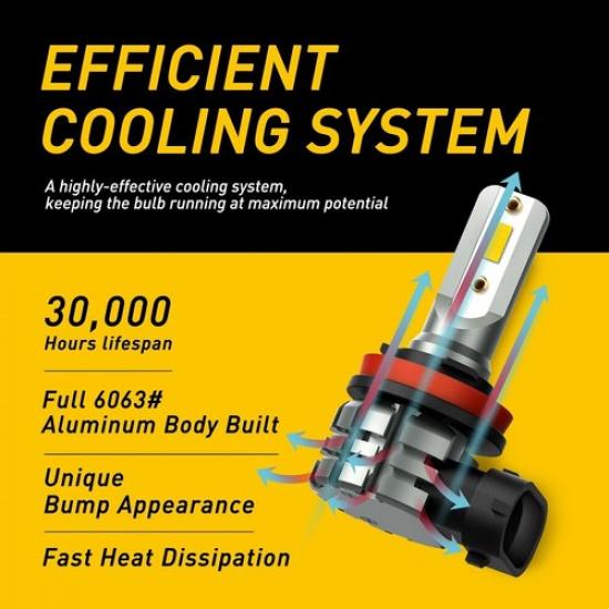 AUXITO H8 H11 H16 LED Fog Light DRL Driving Bulb 4000LM Yellow Super Bright L3 A