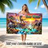 Dinosaur Theme Quick Dry Beach Towel Custom Name Text Print Large Sand Resistant Towel Beach Vacation