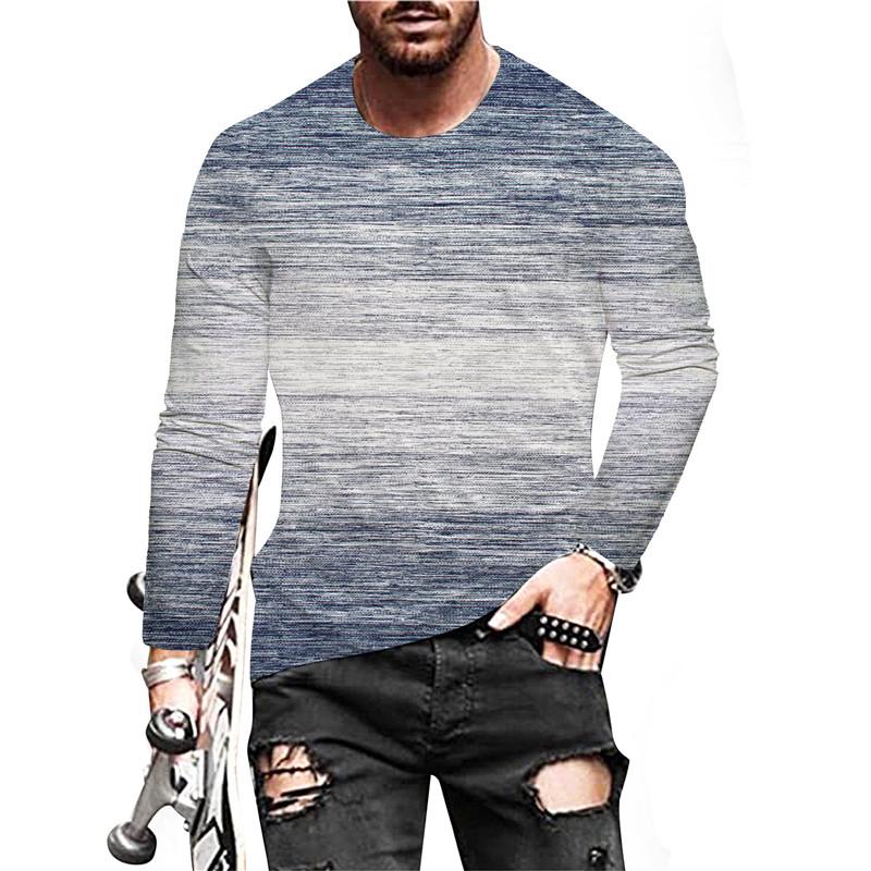 

Мужские футболки в полоску с винтажным узором, осенние футболки с длинным рукавом и 3D-принтом, свободные футболки с круглым вырезом, удобные топы 5XL