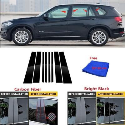 Fit For BMW X5 E71 2014-2018 Carbon Fiber Black Car Window Door Column BC Pillar Post Cover Trim Mirror Effect PC