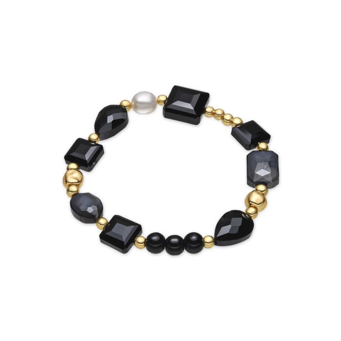 Bracelet - Luxenter - Nyste - Résine Noire - Or 18k - Élastique 10 Mm