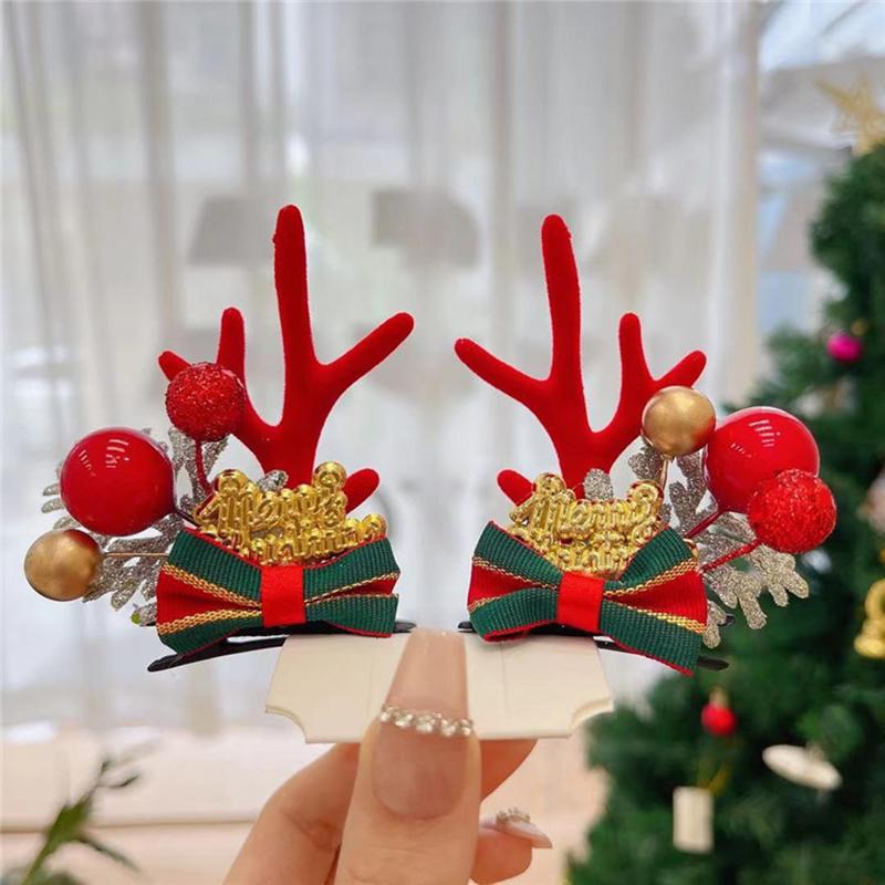 Weihnachts-Geweih-Haarspangen Niedliche Exquisite Plüsch-Rentier-Haarspangen für Weihnachtsfeiern Geburtstagsfeiern Cosplay