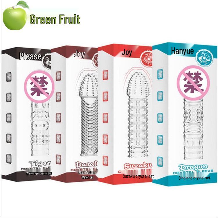 Wolf Fang Crystal Condom Set: Thickening & Enlargement Sleeve, Large Size, Reusable Phallus Sex Toy.