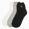 Women's Petit Diamond Embroidered Mid-calf Socks 3-Piece Set JASS6E102 BK
