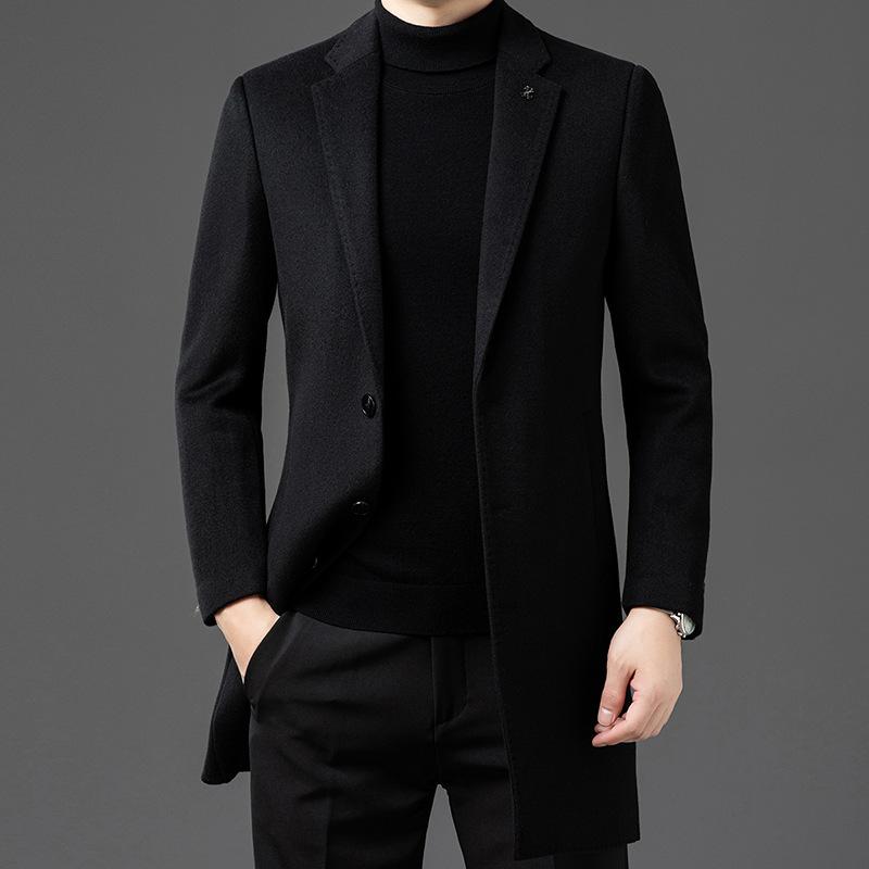 

Новое шерстяное пальто для мужчин среднего и пожилого возраста, осенне-зимнее пальто средней длины для папы, деловая повседневная мужская одежда 4XL