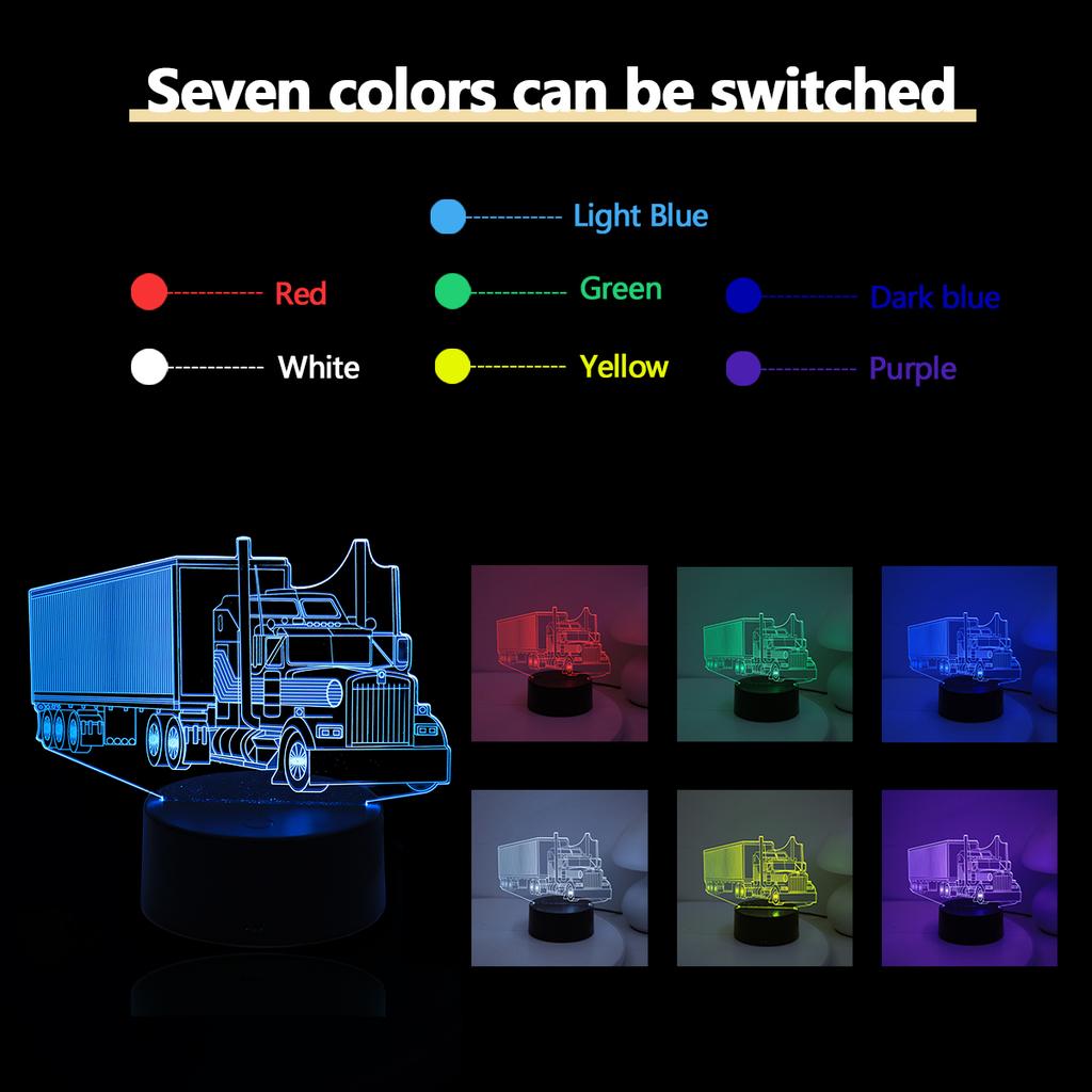 Touch seven color gradient truck 3D night light, creative desktop and bedroom atmosphere light, room decoration light