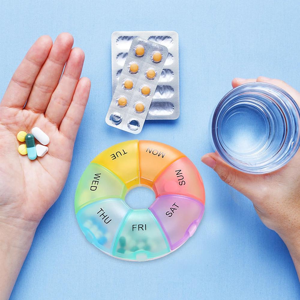 Weekly 7 Day Pill Organizer Large Compartment Travel Medication Box Portable Daily Pill Case Storage