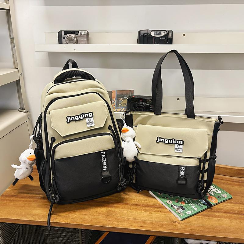 Lulu Japanese Casual Backpack Set: Large Capacity Schoolbag for College, Junior High Students, and Men & Women's Portable Use.