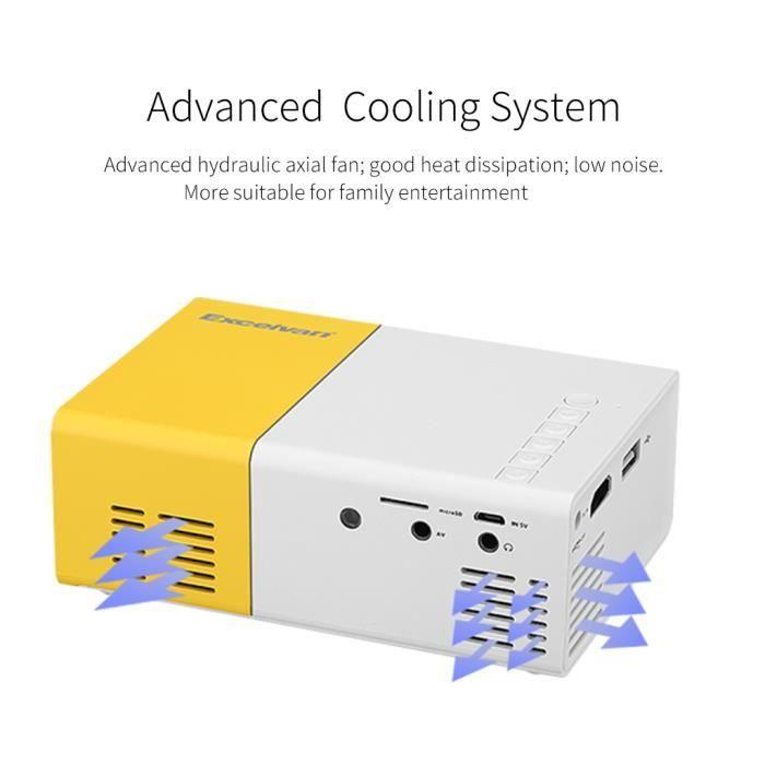 Excelvan YG300 LED Projector - Portable Home Cinema - 320x240 Pixels - Yellow and White