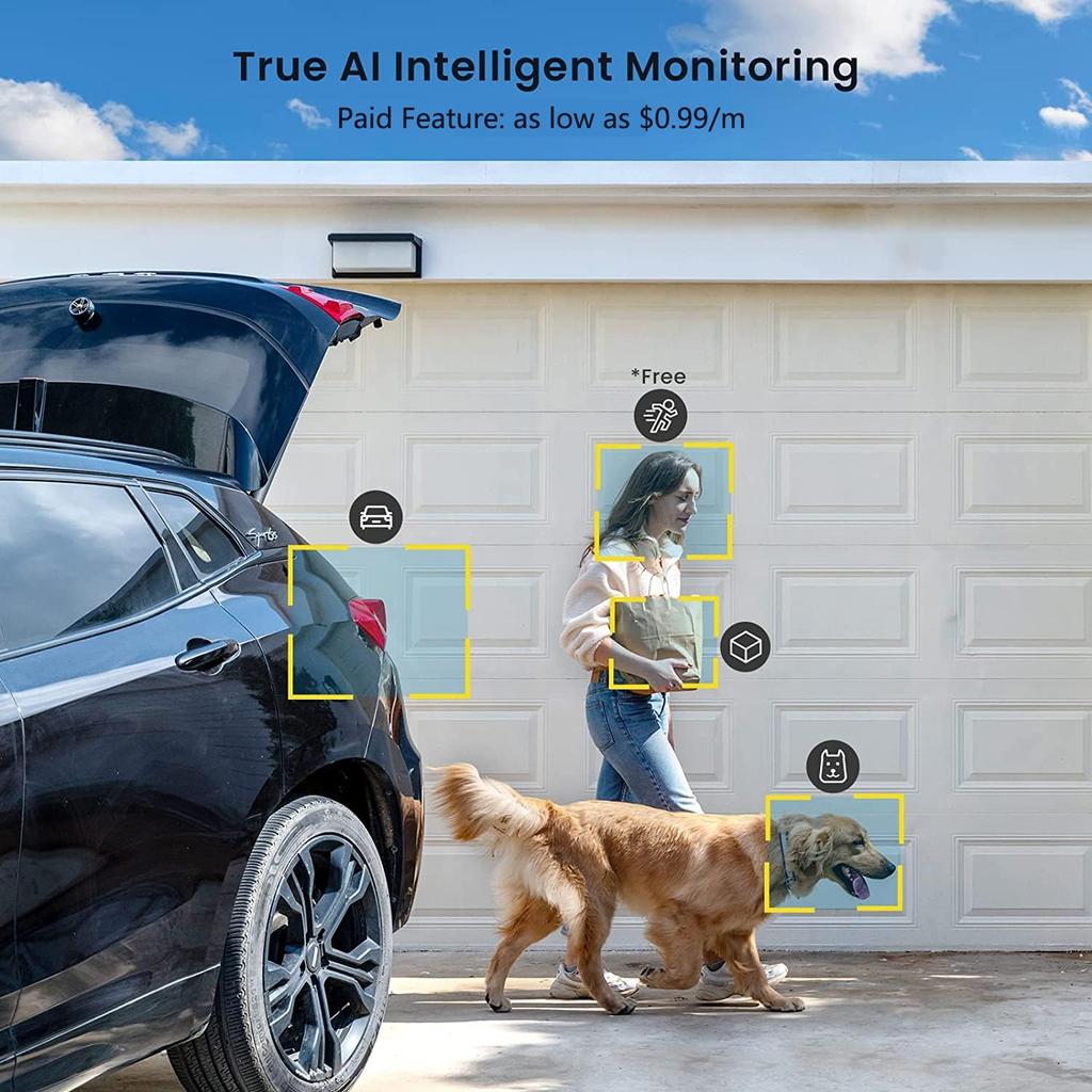 2K-Solarkamera-Sicherheit für den Außenbereich mit Scheinwerfer und Sirene, kabellose Kameras mit KI-Erkennung für die Sicherheit zu Hause, 3 MP Farb-Nachtsicht/2-Wege-Kommunikation