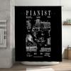 Vintage Piano Diagram Shower Curtain Rustic Music Room Decor Washable Bathroom Curtains Wall Art Home Decor Gift