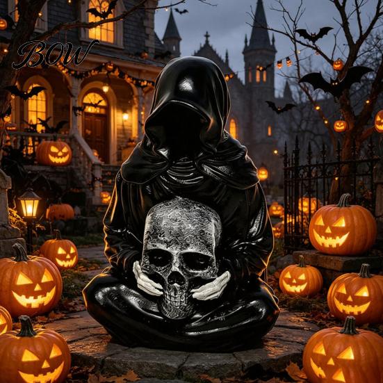 Handcrafted Sculpture for Indoor Tabletop Halloween Skull Light, Spooky Gothic Style Ornament, Waterproof Decorative Unique Goth Light Courtyard