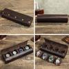 Vintage Crazy Horse Leather Portable Watch Box for Four Handmade Travel Storage