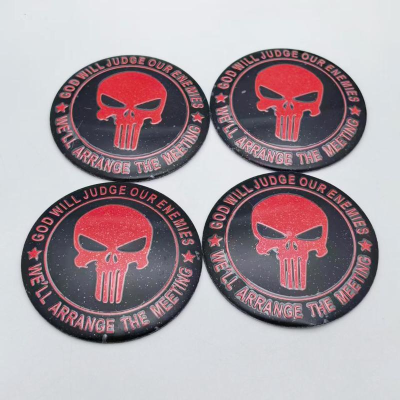 4pcs 45mm 56mm 65mm Skull Logo Emblem Car Stickers Accessories for Car Wheel Center Caps Hub Cap Rim Dust Cover Badge Replace