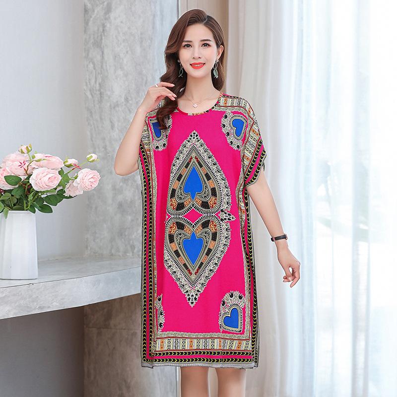 Skirt women's summer cotton and silk nightgown middle-aged and elderly size women's clothing 100kg skirt middle-aged vest nightgown mother clothing