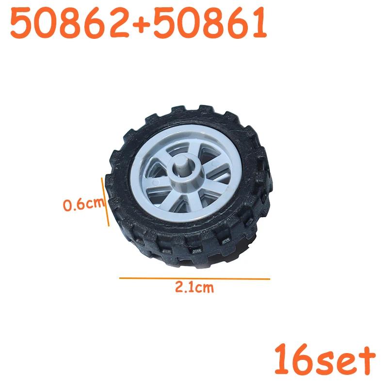 

Custom Creation Motorcycle Tyre & Rim Tire Wheel Cross Hole Set Car Truck Wheels Hub Technical Bricks Construction Constructing Pieces