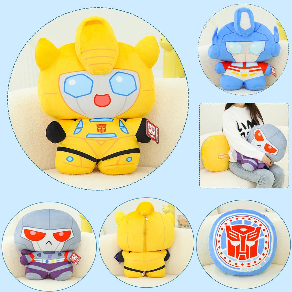 Transformers Plush Toy Flip Transform Throw Pillow Bumblebee Megatron Decor Gift