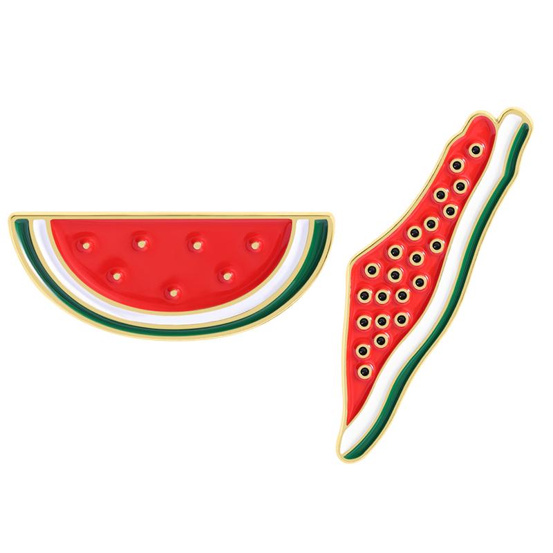 Watermelon Enamel Pins World Peace and Love Brooches Lapel Badges Clothes Cartoon Fruit Jewelry Gift for Friends