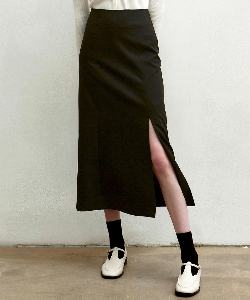 Nigaennikol H-Line Slit Skirt_Black