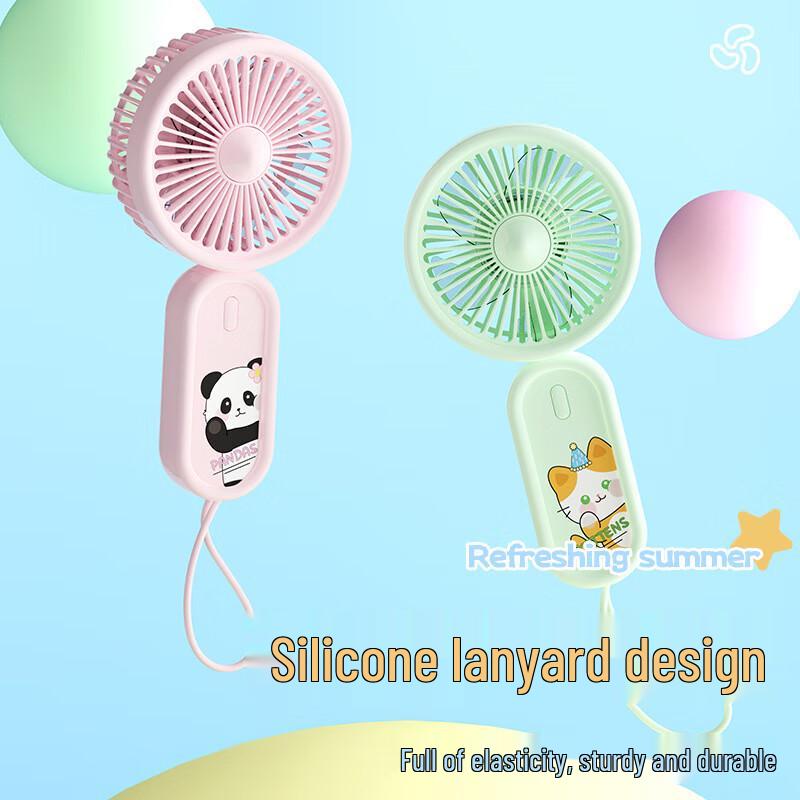 Portable USB Rechargeable Mini Handheld & Desk Fan with Lanyard
