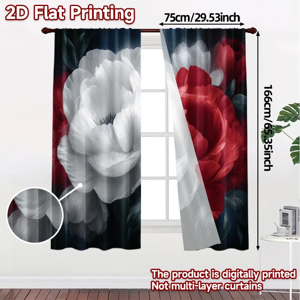 2D FLAT PRINTING 2pcs Curtains (Without Rod) Floral Harmony Design Easter holiday curtains with digital printing Versatile