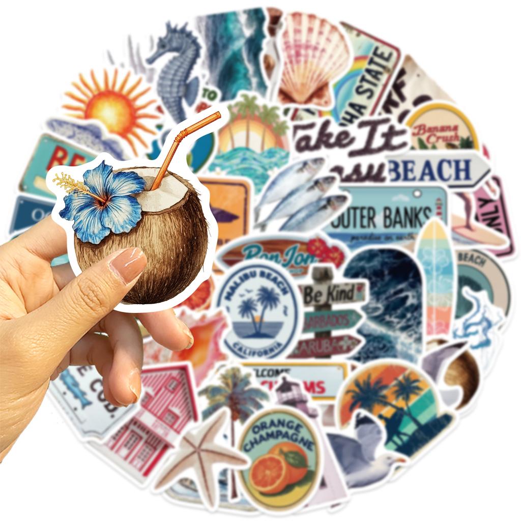 50Pcs Summer Aesthetic Stickers Creative Decoration Mobile Phone Case Notebook Water Cup Waterproof Graffiti Skateboard Toy Gift