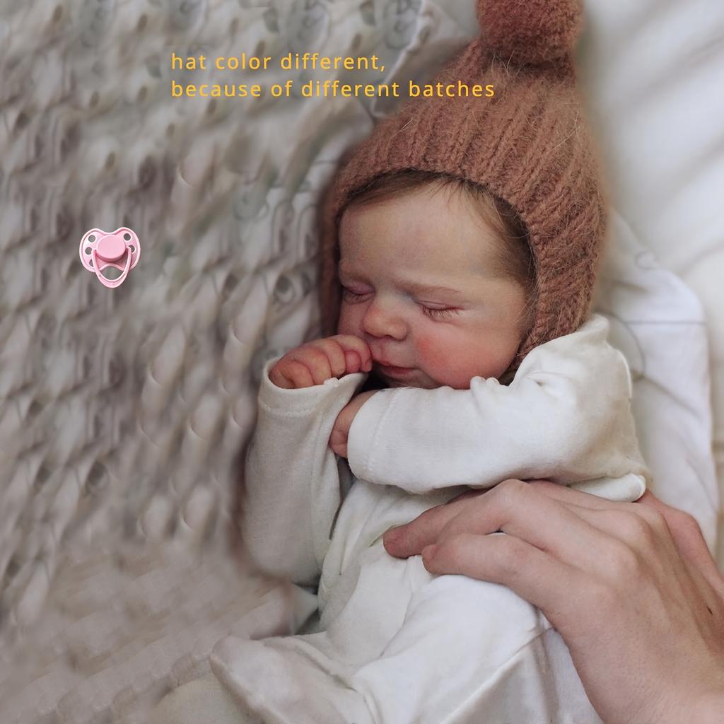 BZDOLL 3D-paint Skin with Visible Veins 48cm 19inch Soft Touch Vinyl Asleep Reborn Baby Doll Toy for Girl Lifelike Kid Birthday Gift