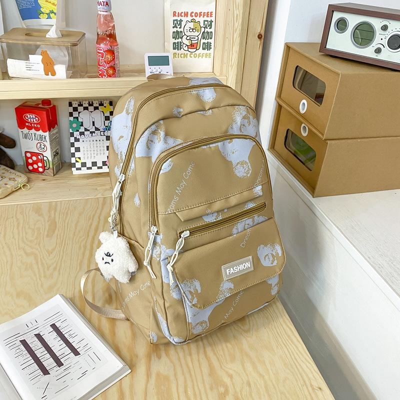 Today's Popular Junior High School and High School Students Cute Printed Bear Backpack Large Capacity College Student Backpack
