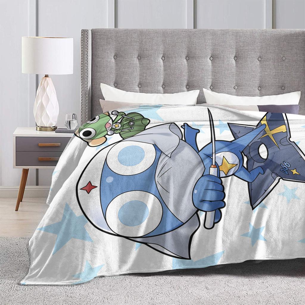 Keroro Gunsou Frog Super Warm Blanket  Decorative Plush Throw Blanket Aesthetic Couch Chair Flannel Bedspread Sofa Bed Cover