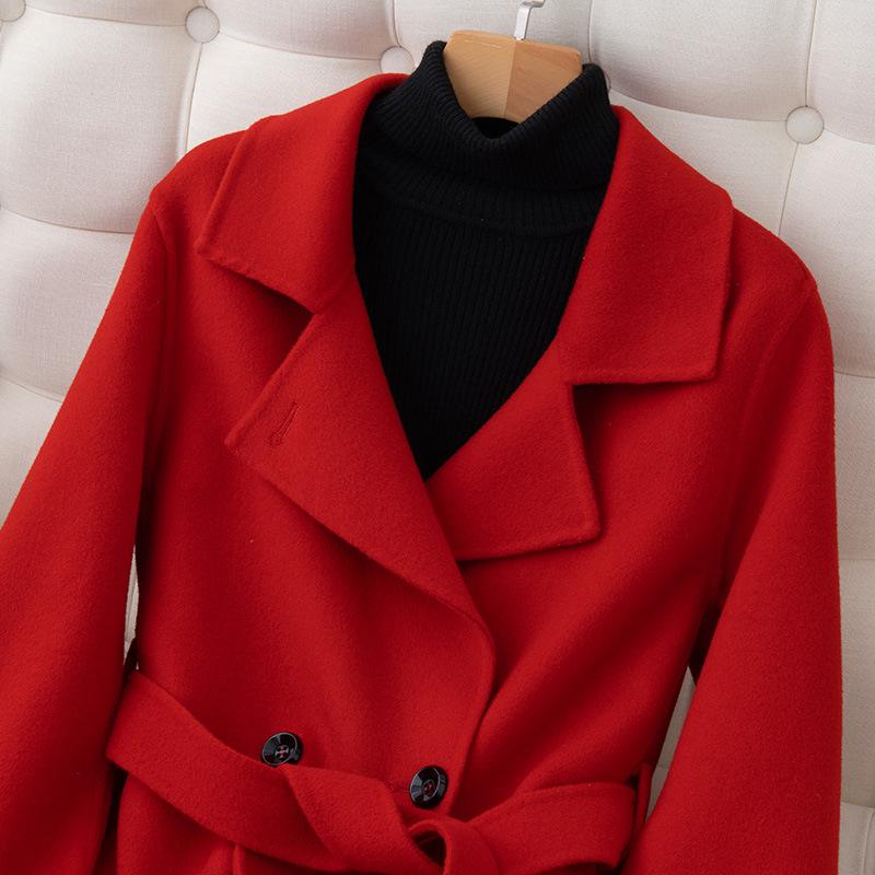 New Women's Autumn/Winter Double-Faced 100% Wool Long Slimming Overcoat
