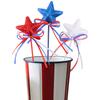 Glitter Star Picks Foam Sparkly Sticks Patriotic Star Picks White Red Blue Star Shaped Ornament Independence Day Party Favors