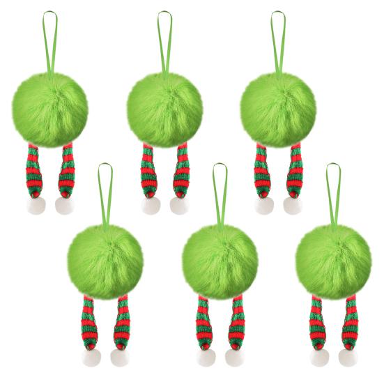 6Pcs Christmas Tree Pendant Striking Design Furry Christmas Furry Ball Decoration Hanging Ornament Seasonal Home Accents